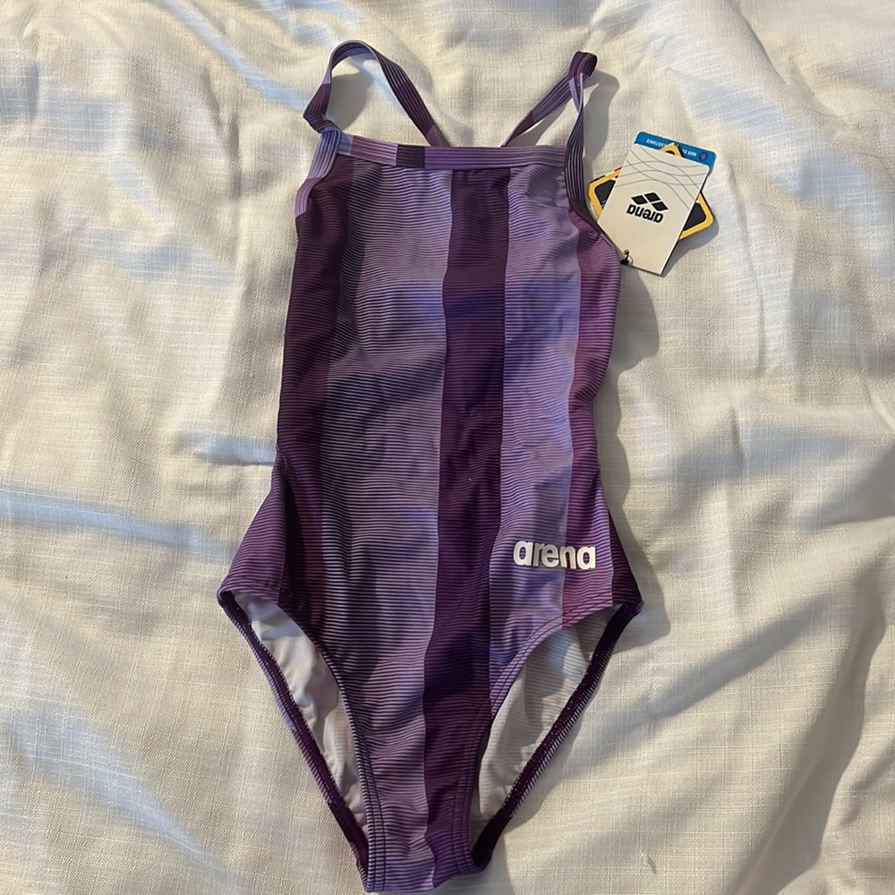 NWT Arena training swimsuit in purple.